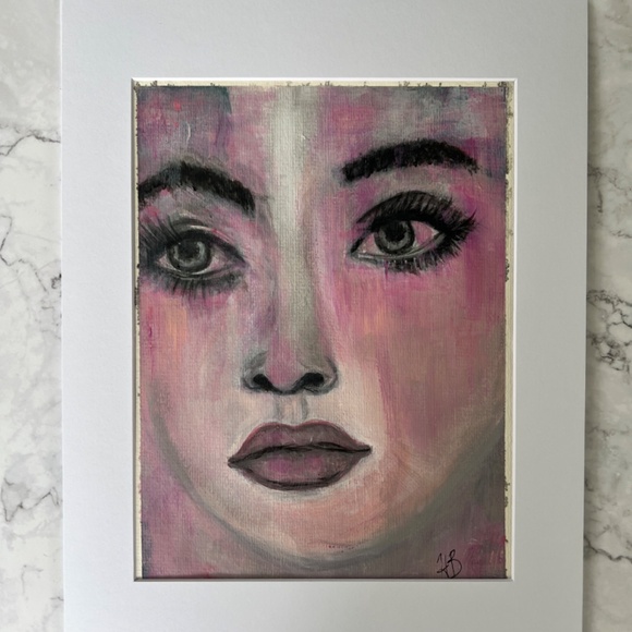 Dreamer - Abstract Acrylic Watercolor Effect Painting of Woman's Face | Original - Picture 3 of 8